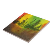 Carreau Pine Tree Rainbow Sky Morning Nature Tile (Côté)