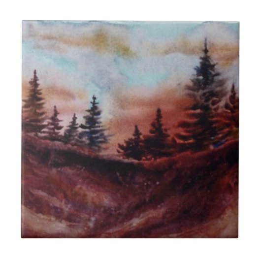 Carreau Pine Tree Tile soir coucher de soleil (Devant)