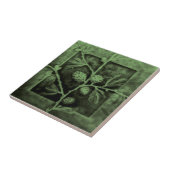 Carreau Pinecones Branches Green Faux Relief Antique Repro (Côté)