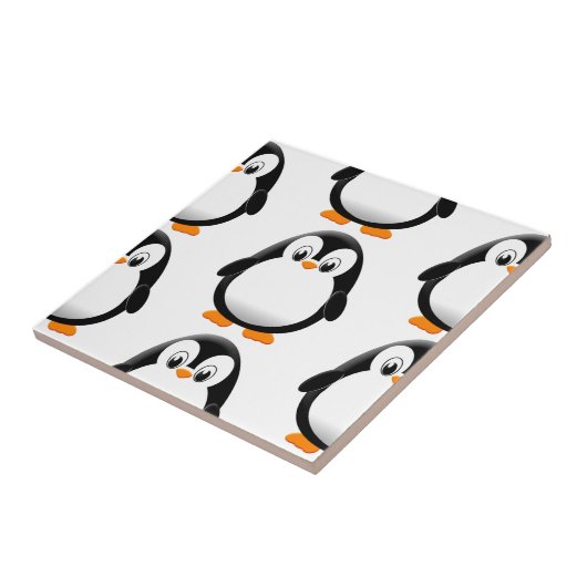 Carreau Pingouin gras mignon sur toute l'impression Blanc (Côté)