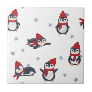 Carreau Pingouins mignons Oiseaux d'hiver Animaux arctique