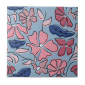 Carreau Pink and Blue Hand Drake Floral Block Print (Devant)