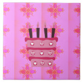 Carreau Pink Bird Cake Art Imprimer (Devant)