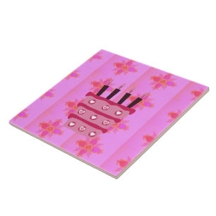 Carreau Pink Bird Cake Art Imprimer