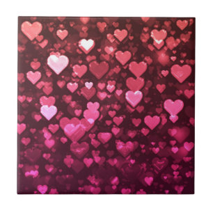 Carreau Pink Bokeh Hearts papier peint Arrière - plan numé