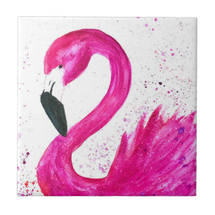 Carreau Pink flamingo Oiseau tropical Aquarelle Jolie