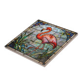 Carreau Pink Flamingo Tropical Faux Stained Glass Mosaic (Côté)