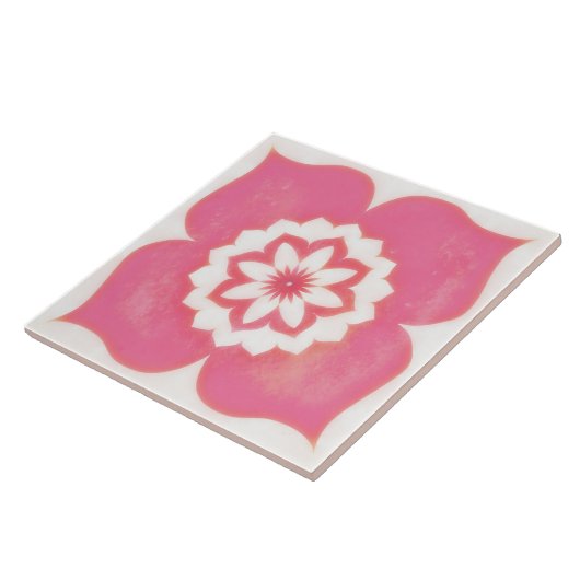 Carreau Pink Flower Symbol Decorative Tile Square (Côté)