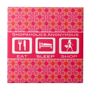 Carreau Pink Funny Shopaholic Eat Sleep Shop Award