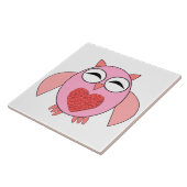 Carreau Pink Love Heart Owl Tile (Côté)