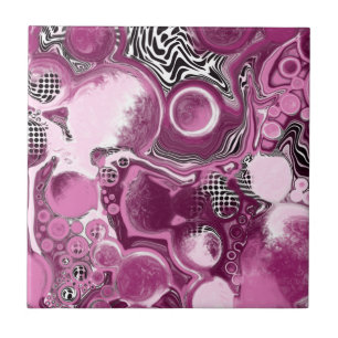 Carreau Pink, Magenta et Black Fluid Art Pour Peinture