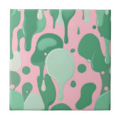 Carreau Pink Mint Green Melting Drip Pattern Abstract  (Devant)