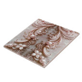 Carreau Pink Ornate Pearl and Floral Ceramic Tile (Côté)