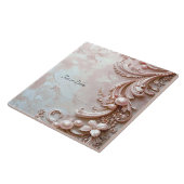 Carreau Pink Ornate Pearl and Floral Ceramic Tile (Côté)