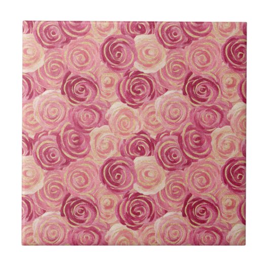 Carreau Pink Rose Swirl Glitter Seamless Pattern (Devant)