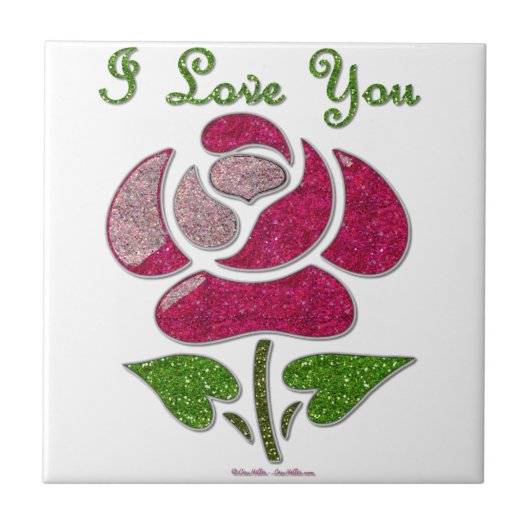 Carreau Pink Stencil Rose I Love You (Devant)