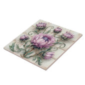 Carreau Pink Thistle Flowers Ceramic Tile (Côté)