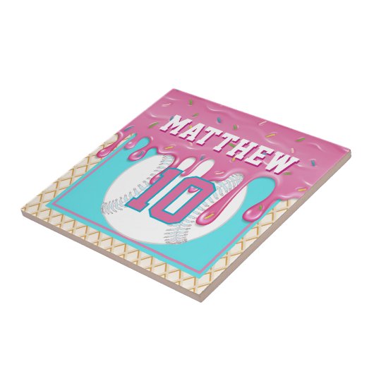 Carreau Pink & Turquoise Baseball Drip (Côté)