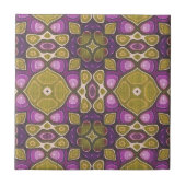 Carreau Pink violet ocre Olive Green Tribu ethnique Art (Devant)