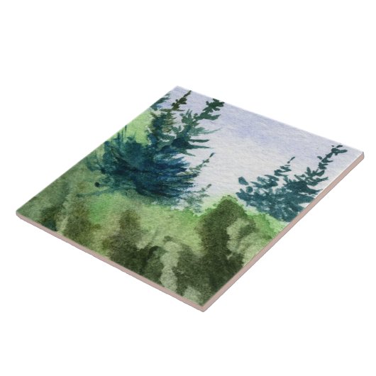 Carreau Pins doux sur les rochers avec un ciel bleu printe (Côté)