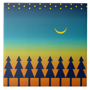 Carreau Pins du coucher de soleil du Sud-Ouest Lune