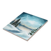 Carreau Pins enneigés près d'un lac       (Côté)