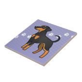 Carreau Pinscher de dobermann de bande dessinée (oreilles (Côté)