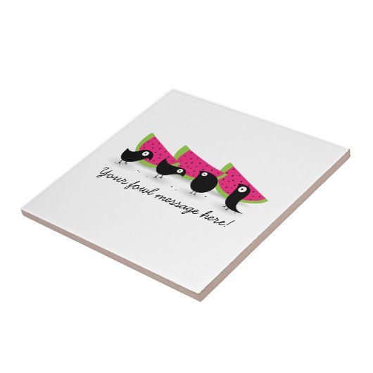 Carreau Pique-nique de pastèque de merle (Côté)