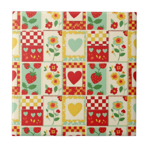 Carreau Pique-nique patchwork fraise