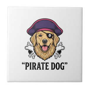 Carreau Pirate Chien Gravure Vintage Dessin de T-shirt_1