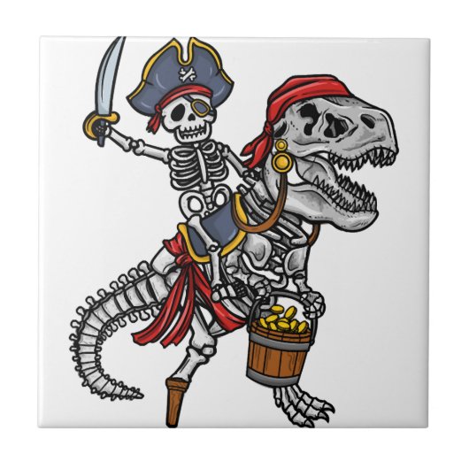 Carreau Pirate Dinosaure Squelette Halloween (Devant)