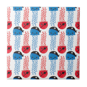 Carreau Pirate Jellyfish, Motif de méduses, Sea Animaux