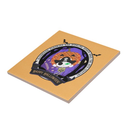 Carreau Pirate squelette chat Céramique (Côté)