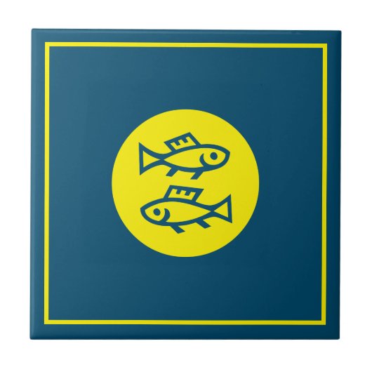 Carreau Pisces Horoscope Bleu Jaune Moderne Minimaliste (Devant)