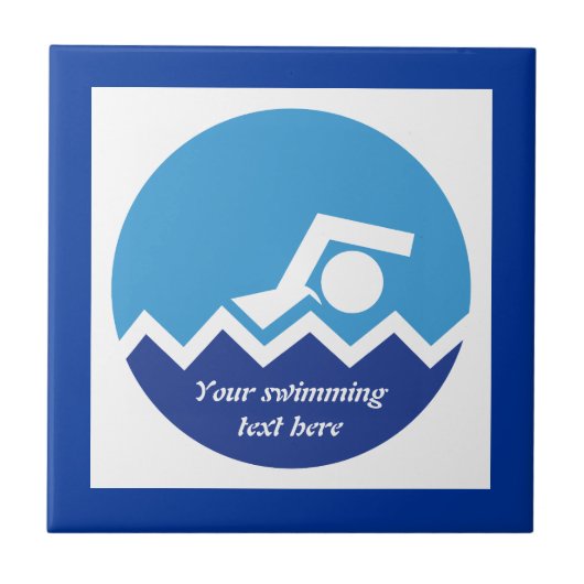 Carreau Pismming venin, swimmer on blue circle custom (Devant)