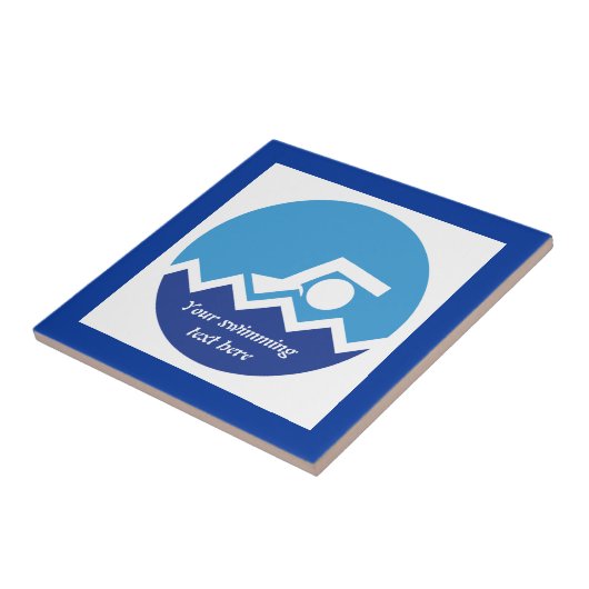 Carreau Pismming venin, swimmer on blue circle custom (Côté)