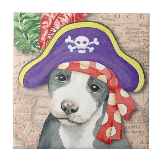 Carreau Pit Bull Terrier Pirate (Devant)