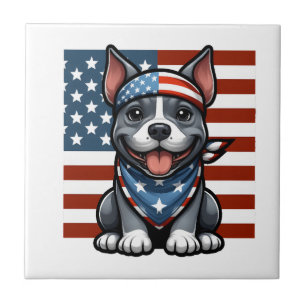 Carreau Pitbull Patriotique Drapeau Américain 4 Juillet BB