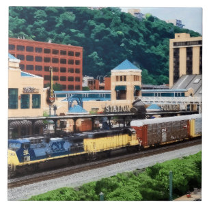 Carreau Pittsburgh PA - Train passant par Station Square