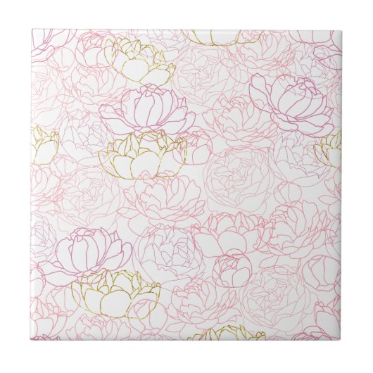 Carreau Pivoines touche d'or (Devant)