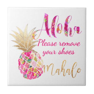 Carreau PixDezines Aloha Ananas, rose vif
