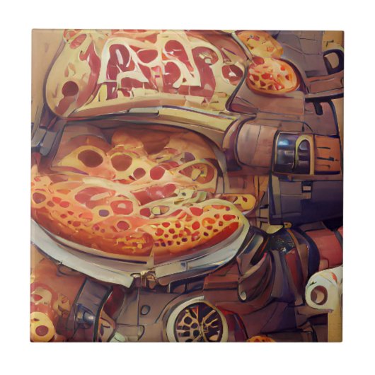 Carreau Pizza steampunk graphisme art abstrait (Devant)
