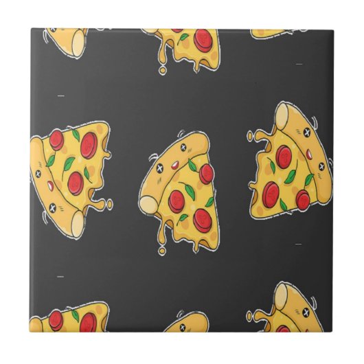 Carreau Pizza tranches de nourriture caractère motif (Devant)