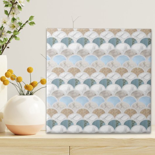 Carreau plage aqua bleu marbre blanc pastel pèse-sirène