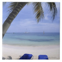 Plage, chaise longue, palmier, horizon plus de