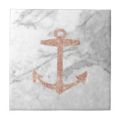 Carreau plage chic ceinturé rose or ancre marbre blanc (Devant)