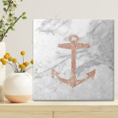 Carreau plage chic ceinturé rose or ancre marbre blanc