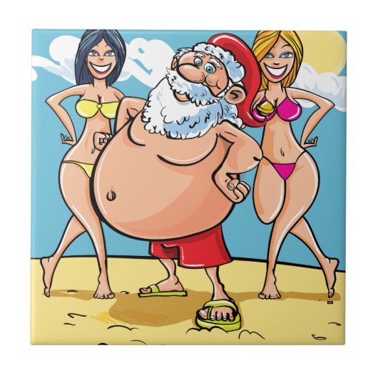 Carreau plage de bikini santa claus (Devant)