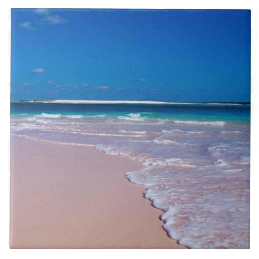 Carreau Plage de sable rose à Conch Bay, Cat Island, (Devant)