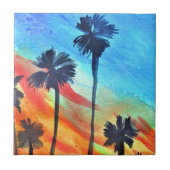 Carreau Plage de Sunset Palm trees Art surf (Devant)